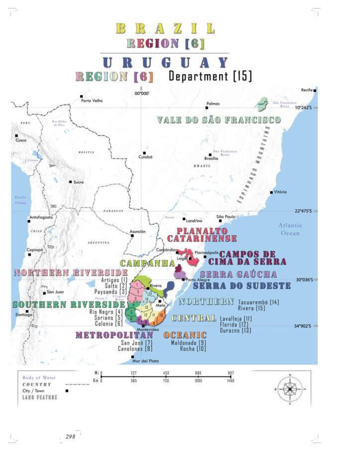 Uruguay / Brazil Wine Region Maps